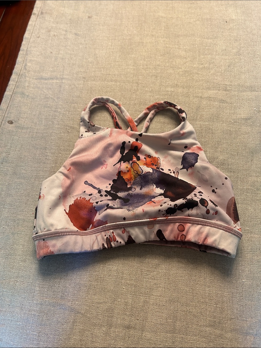 Zella Pink Lavender Watercolor Print Sports Bra
